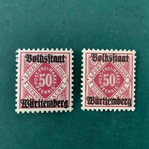 Württemberg 1919 - 50 Pf in beide Farben - einwandfrei, Postzegels en Munten, Postzegels | Europa | Duitsland
