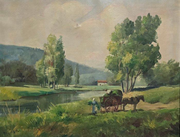 Escuela catalana (XIX) - NO RESERVE - Vida rural en calma, Antiek en Kunst, Kunst | Schilderijen | Klassiek