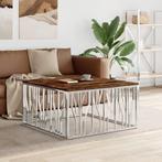 vidaXL Salontafel roestvrij staal en massief gerecycled hout, 100 tot 150 cm, 50 tot 75 cm, Verzenden, Nieuw