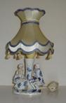 vintage Delfts blauwe schemerlamp - porselein en stof