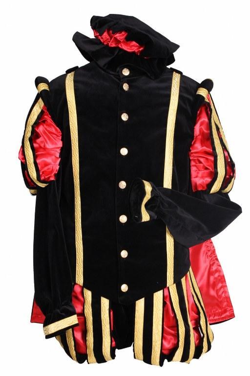 Piet Fluweel Met Cape Malaga Zwart-Rood - XL, Diversen, Sinterklaas, Verzenden
