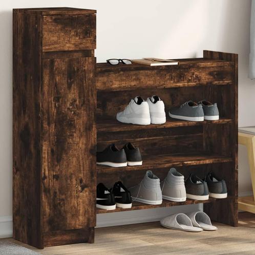 vidaXL Schoenenkast 100,5x28x100 cm bewerkt hout gerookt, Huis en Inrichting, Kasten | Schoenenrekken, Nieuw, Verzenden