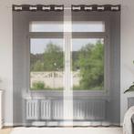 vidaXL Gordijnen voile met doorvoertules 2 st 140x225 cm, Verzenden, Nieuw, Zwart