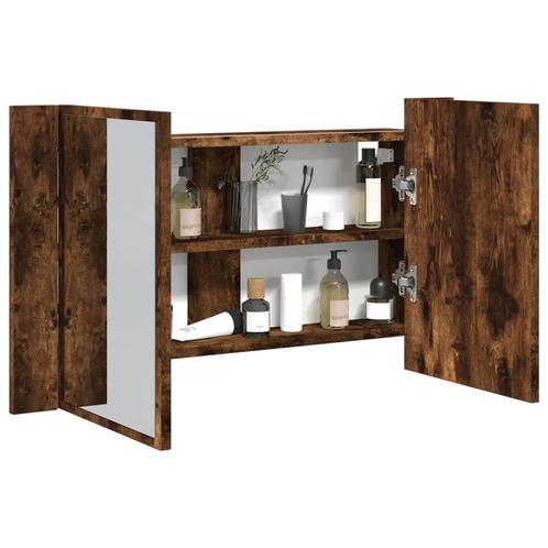 vidaXL Badkamerkast met spiegel LED 80x12x45 acryl gerookt, Huis en Inrichting, Tafels | Kaptafels, Nieuw, Verzenden