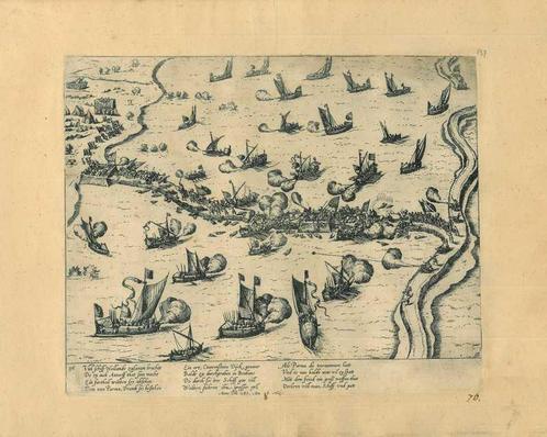 Historische prent van Antwerp, Antiek en Kunst, Kunst | Etsen en Gravures