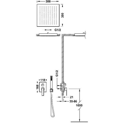Regendoucheset Inbouw Tres Slim Exclusive Met Plafonddouche, Doe-het-zelf en Verbouw, Sanitair, Ophalen of Verzenden