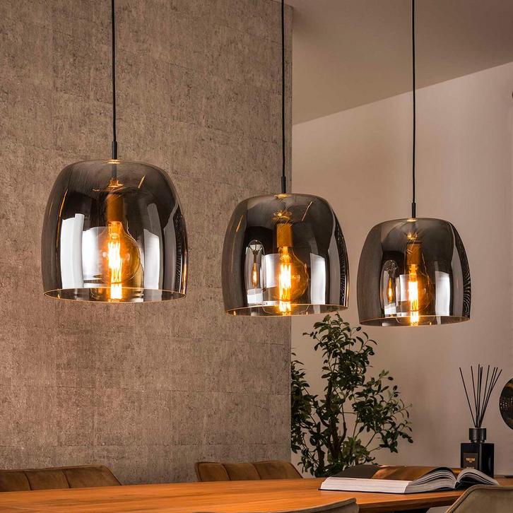 *WOONWINKEL* Eettafel Hanglamp Grijs Rook Glas, Huis en Inrichting, Lampen | Hanglampen, Nieuw, Verzenden
