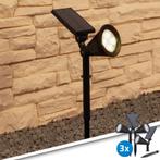 Solar tuinspot Highlight Koud Wit op zonne energie - 3 stuks, Kunststof, Verzenden, Minder dan 50 watt, Staande lamp