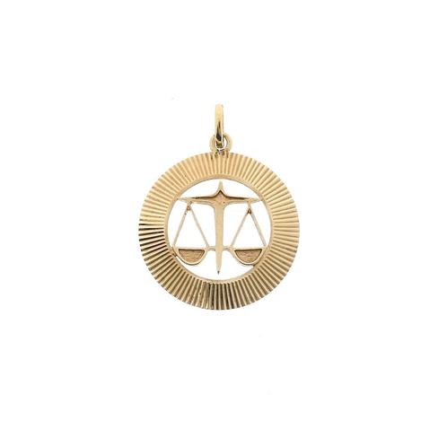 Gouden sterrenbeeld hanger; Weegschaal | Fabiola, Sieraden, Tassen en Uiterlijk, Bedels, Gebruikt, Overige merken, Goud, Ophalen of Verzenden