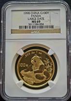 Gouden China Panda 1 oz 1998 Large Date NGC MS69 (POP=246/1), Verzenden, Oost-Azië, Losse munt, Goud