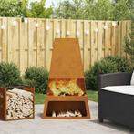 vidaXL Vuurkorf met Houtopslag 60x35x100 cm Verweerd Staal, Verzenden, Nieuw