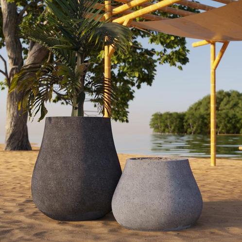 Ash S 66x50 cm Anthracite, Tuin en Terras, Bloembakken en Plantenbakken, Nieuw, Beton, Rond, Verzenden