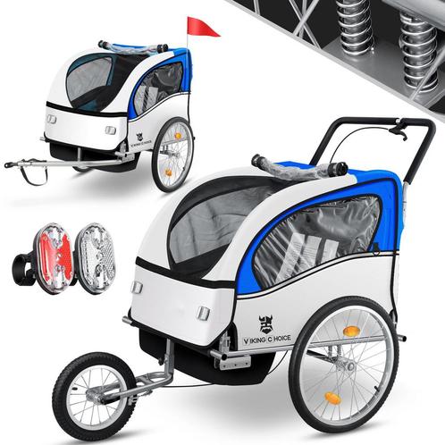 Viking Choice Fietskar 2-zits - Blauw - Multifunctioneel..., Fietsen en Brommers, Fietsaccessoires | Aanhangers en Karren, Nieuw