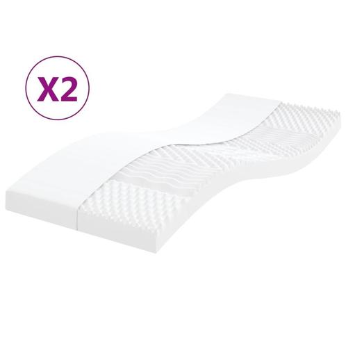 vidaXL Schuimmatrassen 2 st 7 zones hardheid 20 ILD 80x200, Huis en Inrichting, Slaapkamer | Matrassen en Bedbodems, Nieuw, Verzenden