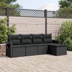 vidaXL 5-delige Loungeset met kussens poly rattan zwart, Verzenden, Nieuw, Rotan, Loungeset