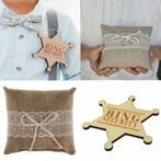 2-delige set met jute ringkussen en houten ringsecurity badg, Hobby en Vrije tijd, Feestartikelen, Verzenden, Nieuw, Versiering
