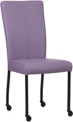Lichtpaarse leren moderne eetkamerstoel - poot vierkant zwar, Huis en Inrichting, Stoelen, Overige kleuren, Nieuw, Leer, Ophalen of Verzenden