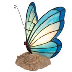 Tiffany vlinderlamp – Blauw &amp; Turquoise Glas – H 24 cm, Verzenden, Nieuw