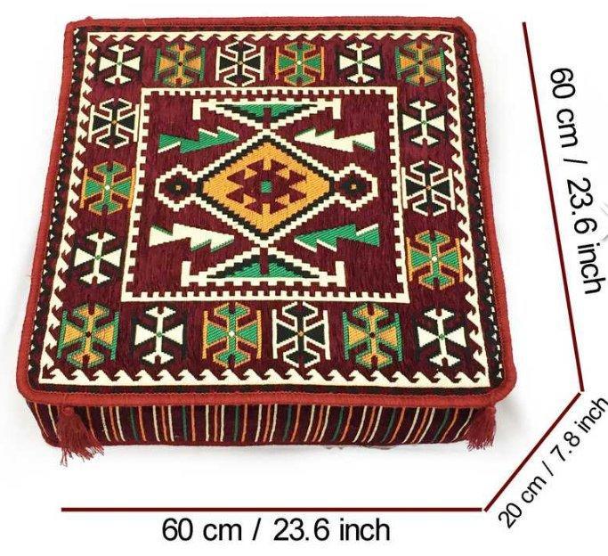 Ottomaanse kussen - Kelim - 60 cm - 60 cm, Huis en Inrichting, Stoffering | Tapijten en Kleden