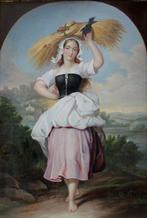 Johann N. Gebhard (1798 - 1879) - Peasant girl, Antiek en Kunst