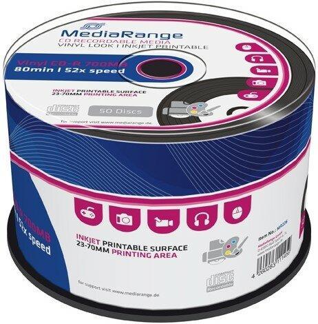 MediaRange CD-R 700 MB Inkjet Printable Black Vinyl 50 Stuks, Computers en Software, Beschrijfbare discs, Nieuw, Verzenden