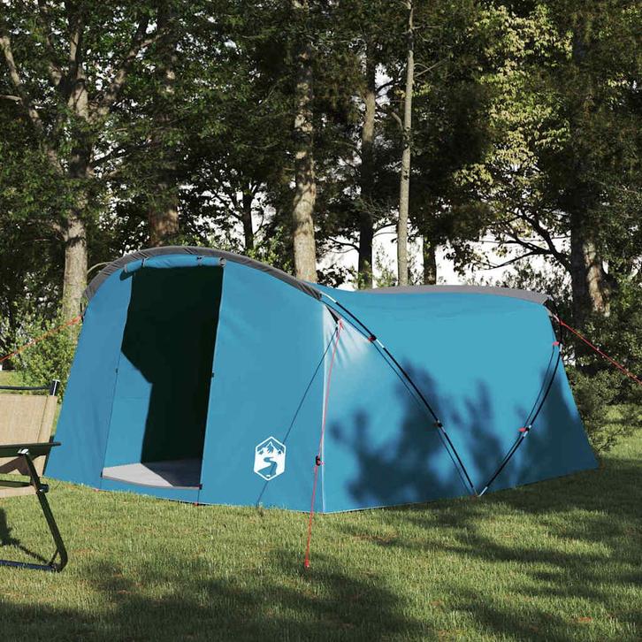 vidaXL Tunneltent met dak met opslag Blauw en Grijs 318 x, Caravans en Kamperen, Tenten, Nieuw, Verzenden