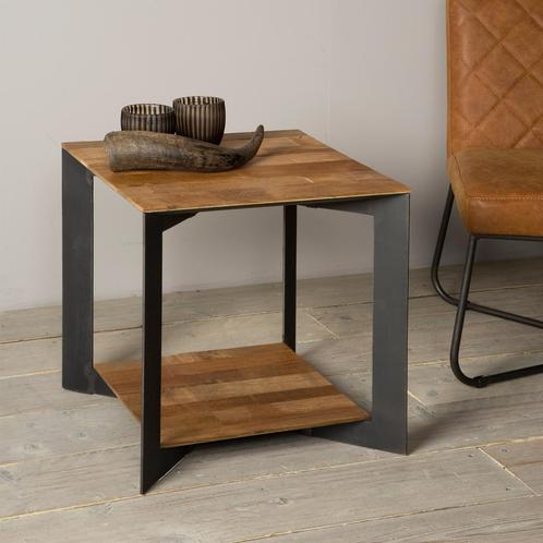 *WOONWINKEL* Tower Living Pandora Hoektafel Van Hout En Meta, Huis en Inrichting, Tafels | Bijzettafels, Nieuw, Verzenden