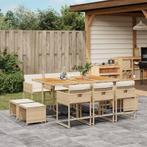 vidaXL 11-delige Tuinset met kussens poly rattan beige, Tuin en Terras, Tuinsets en Loungesets, Meer dan 8 zitplaatsen, Nieuw