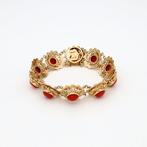 Armband - 14 karaat Geel goud - 11.10ct. tw. Bloedkoraal, Sieraden, Tassen en Uiterlijk, Armbanden, Nieuw