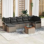 vidaXL 8-delige Tuinbankenset met kussens poly rattan acacia, Tuin en Terras, Verzenden, Nieuw, Rotan