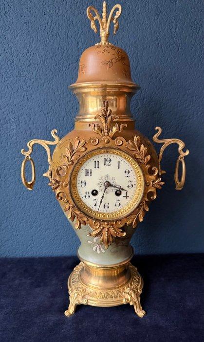 Klok Jugendstil Brons, Aardewerk, Glas - 1850-1900 - Japy, Antiek en Kunst, Antiek | Klokken