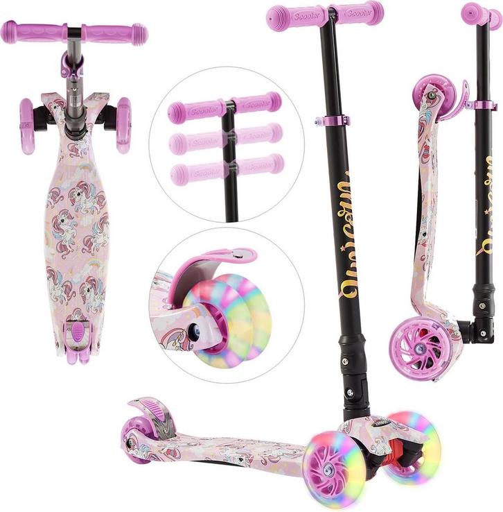 Kinderstep - LED Wielen - Verstelbaar - Vouwbaar - Roze - Ar, Fietsen en Brommers, Steps, Zo goed als nieuw, Verzenden