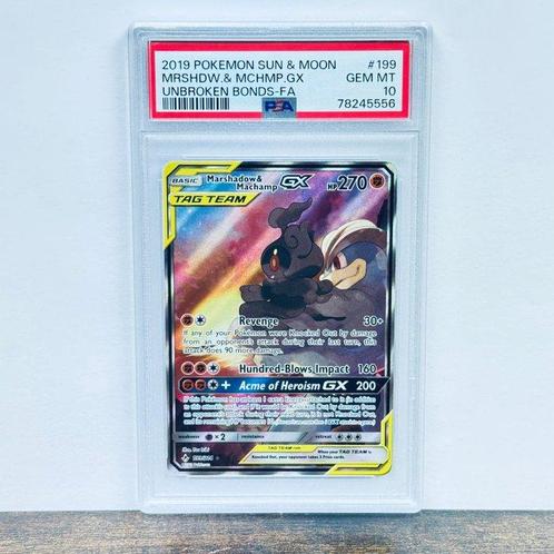 Pokémon Graded card - Marshadow & Machamp GX - Unbroken, Hobby en Vrije tijd, Verzamelkaartspellen | Pokémon