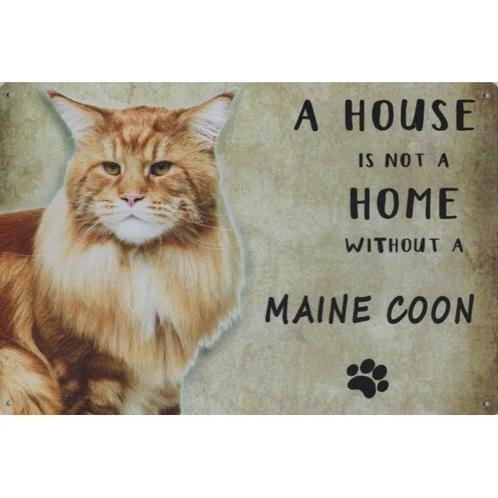 Wandbord Katten - A House Is Not A Home Without A Maine Coon, Dieren en Toebehoren, Katten-accessoires, Nieuw, Ophalen of Verzenden