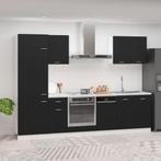 vidaXL 7-delige Keukenkastenset Lyon bewerkt hout zwart, Verzenden, Nieuw, Zwart