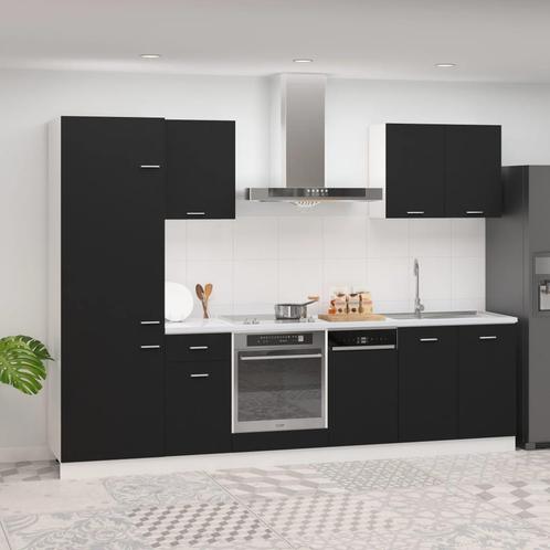 vidaXL 7-delige Keukenkastenset Lyon bewerkt hout zwart, Huis en Inrichting, Keuken | Keukenelementen, Zwart, Nieuw, Verzenden