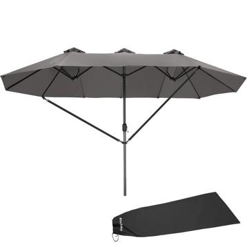 Dubbele Parasol Silia 460x270 cm met 3 windvakken - grijs beschikbaar voor biedingen