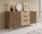 Dressoir eiken 150x40x72 cm - Opbergkast 3 lades 2 deuren, Verzenden, 150 tot 200 cm, Nieuw, Modern