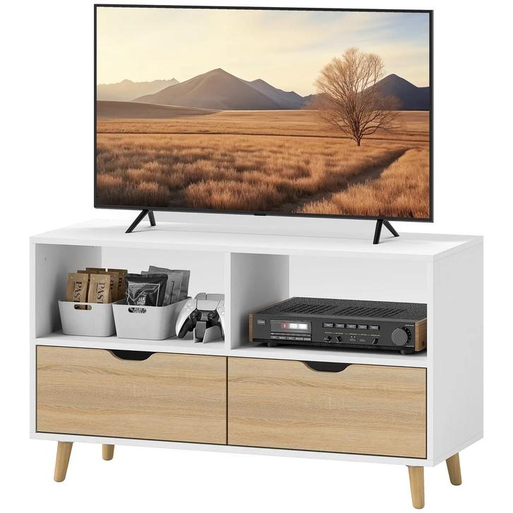 TRUUSK TV Kast Lowboard - 2 Planken - Lade - 99 cm lang - Wi, Huis en Inrichting, Kasten | Televisiemeubels, Nieuw, Verzenden