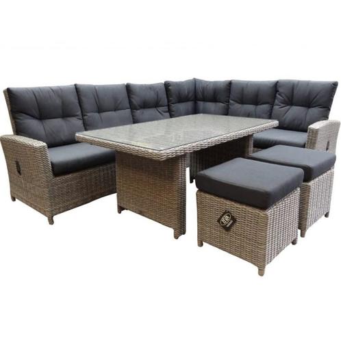 San Marino hoek dining loungeset verstelbaar 5-delig  grijs, Tuin en Terras, Tuinsets en Loungesets, Nieuw, Wicker, Ophalen of Verzenden