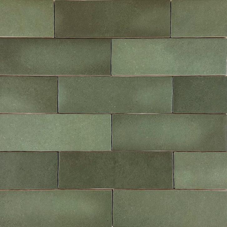 Handvorm wandtegel 6,5x20 donker groen random mat, Doe-het-zelf en Verbouw, Tegels, Wandtegels, Nieuw, 10 m² of meer, Keramiek