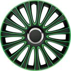 4-Delige Wieldoppenset LeMans 14-inch zwart/groen, Auto diversen, Wieldoppen, Nieuw, Verzenden