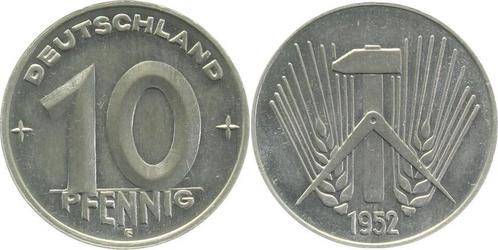 Duitsland 10 Pfennig Ddr 1952 E J1507 prfr / st Erstabsch..., Postzegels en Munten, Munten | Europa | Niet-Euromunten, Verzenden