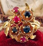 Ring - 18 karaat Geel goud Robijn - Saffier, Sieraden, Tassen en Uiterlijk, Ringen, Nieuw