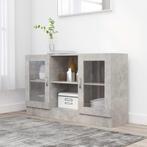 vidaXL Vitrinekast 120x30,5x70 cm bewerkt hout betongrijs, 100 tot 150 cm, Verzenden, Nieuw, Minder dan 100 cm