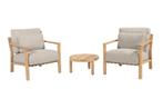4SO Lucas/Finn 2-persoons loungestoelen set - Teak, Tuin en Terras, Tuinsets en Loungesets, Verzenden, Nieuw, Hout, Loungeset