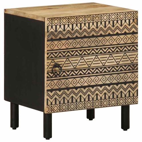 vidaXL Nachtkastje 40x33,5x46 cm massief ruw mangohout zwart, Huis en Inrichting, Slaapkamer | Nachtkastjes, Nieuw, Hout, Verzenden