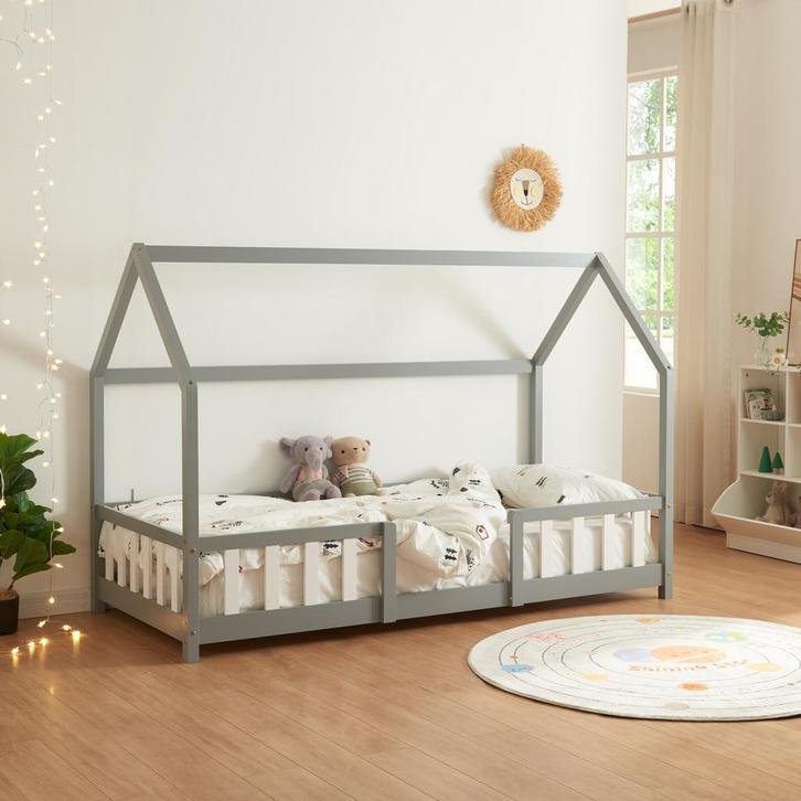 Kinderbed Sisimiut met uitvalbeveiliging 90x200 lichtgrijs e, Kinderen en Baby's, Kinderkamer | Bedden, Verzenden