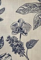 Tessuto Giardino in blu op gestreept katoen met, Antiek en Kunst