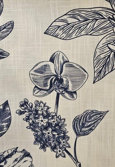 Tessuto Giardino in blu op gestreept katoen met, Antiek en Kunst, Antiek | Kleden en Textiel